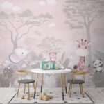 Wall murals Cartoon of a pink bear