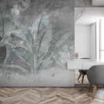 Wall mural Muted leaves on textured background