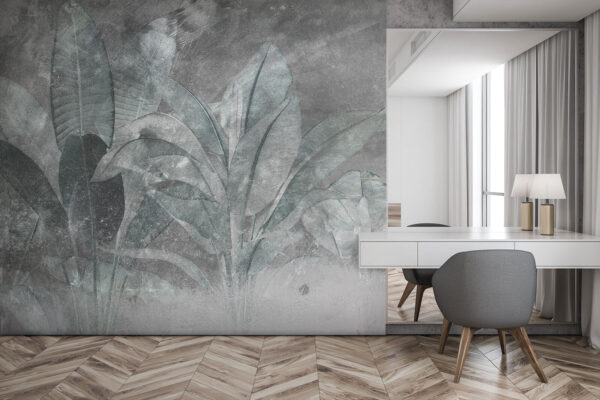 Muted leaves on textured background Wall mural Muted leaves on textured background