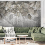 Wall murals Muted leaves against textured backdrop