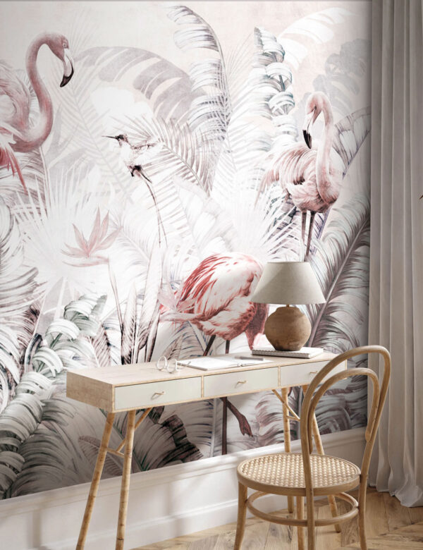 Wall murals Wall murals Pink flamingo with long neck (SKU: u73919)