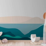 Wall murals Landscape with mountains and a sunset