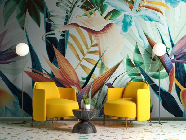 Colorful abstract leaves and flowers Wall murals Colorful abstract leaves and flowers