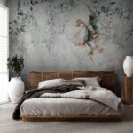 Wall murals Delicate floral patterns on textured background.