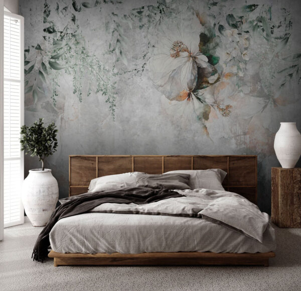 Wall murals Delicate floral patterns on textured background (SKU: u73969) Wall murals Wall murals Delicate floral patterns on textured background (SKU: u73969)