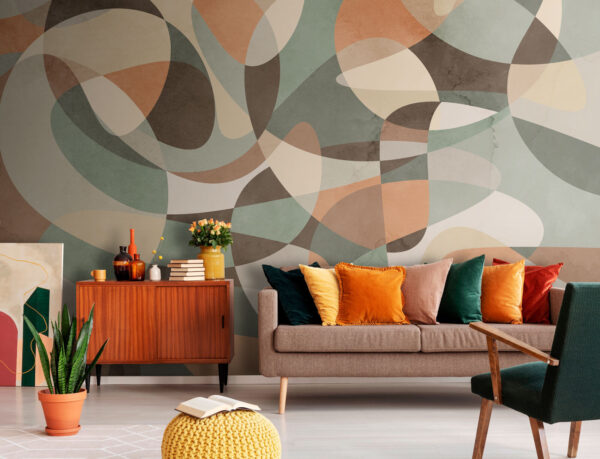 Abstract pastel shapes overlap creatively Wall murals Abstract pastel shapes overlap creatively