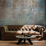 Wall murals Abstract teal and copper geometric pattern.