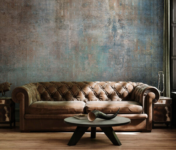 Abstract teal and copper geometric pattern Wall murals Abstract teal and copper geometric pattern