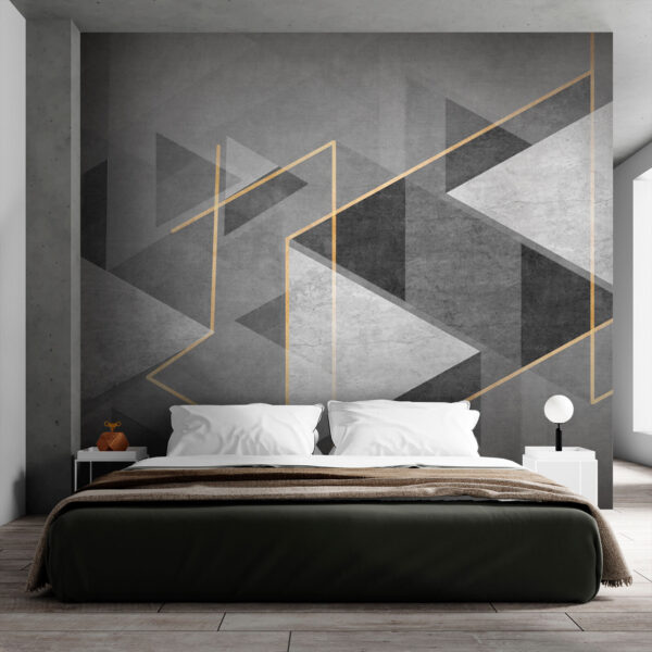 Abstract Geometry in Monochrome and Yellow Wall murals Abstract Geometry in Monochrome and Yellow