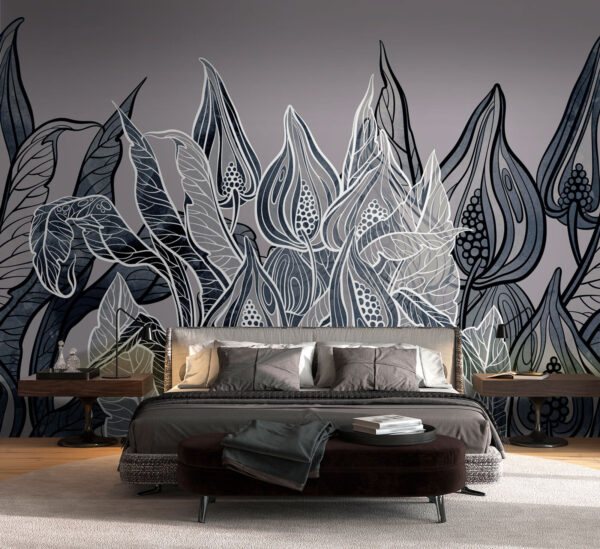 Wall murals Delicate blooms against a muted backdrop Wall murals Delicate blooms against a muted backdrop