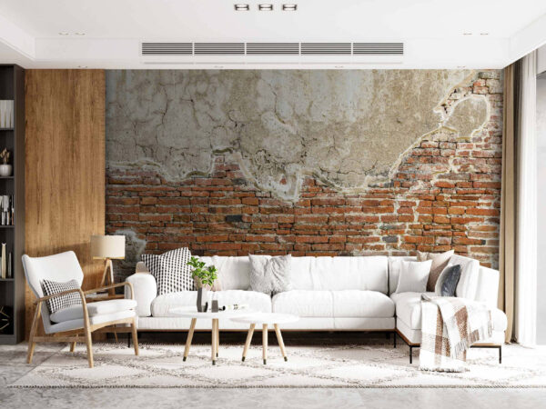 Weathered brick wall with cracks Wall murals Weathered brick wall with cracks