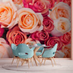 Wall murals Group of pink and white roses