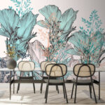 Wall murals Artful botanical illustration in pastel hues