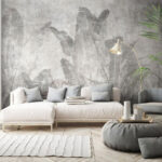 Wall murals Textured foliage on weathered wall.