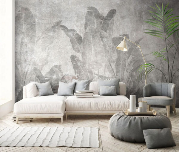 Textured foliage on weathered wall Wall murals Textured foliage on weathered wall