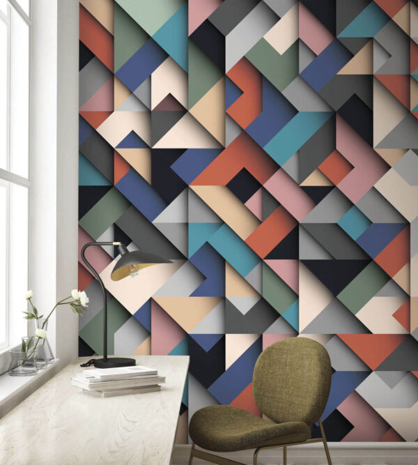 Wall murals Multicolored pattern of squares Wall murals Multicolored pattern of squares