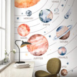 Wall murals Watercolor of a planet with rings