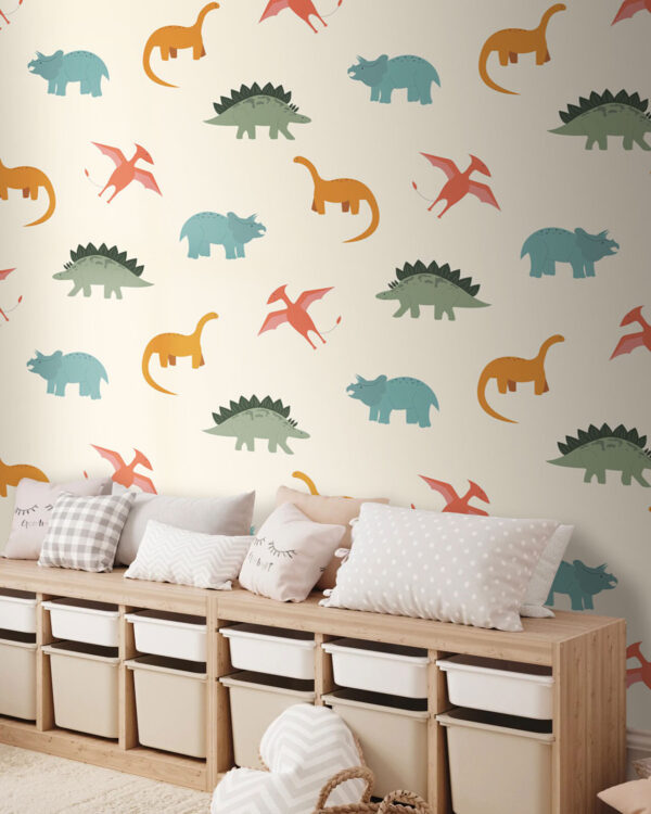 Wall murals Pattern of cartoon dinosaurs Wall murals Pattern of cartoon dinosaurs
