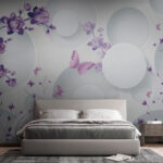 Wall murals White circle with purple flowers
