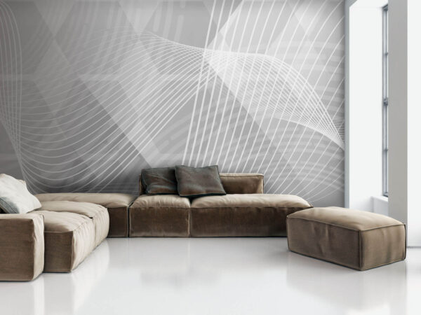 Wall murals Grey and white background with white lines Wall murals Grey and white background with white lines