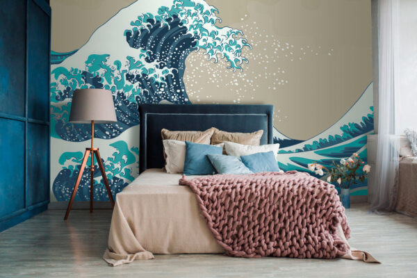 Majestic waves crashing near mountain Wall murals Majestic waves crashing near mountain