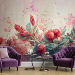 Wall murals Painting of flowers and leaves