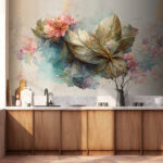 Wall murals Delicate blooms with textured leaves.