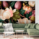 Wall murals Elegant magnolias and lush leaves.