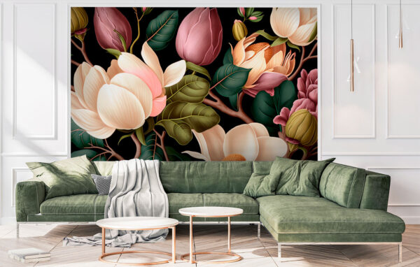 Elegant magnolias and lush leaves Wall murals Elegant magnolias and lush leaves