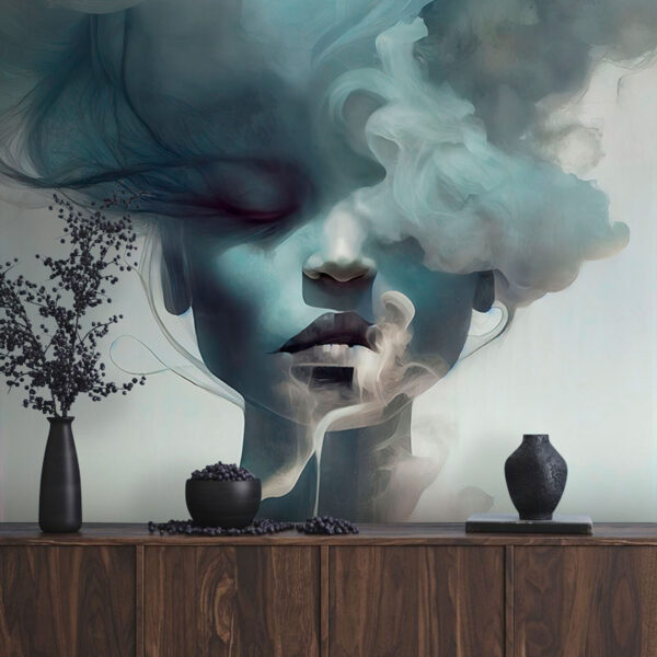 Woman's face with smoke Wall murals Woman's face with smoke