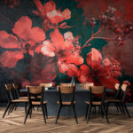 Wall murals Vivid blossoms on textured background.