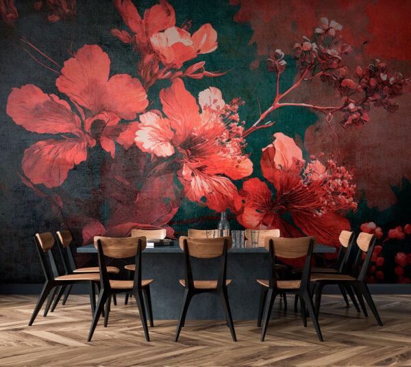 Vivid blossoms on textured background Wall murals Vivid blossoms on textured background