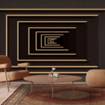 Wall murals Black and white rectangles with a black background