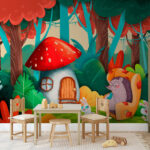 Wall murals Cartoon of a hedgehog sitting in a chair