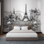 Wall murals Drawing of a building