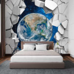 Wall murals White hexagon with black edges