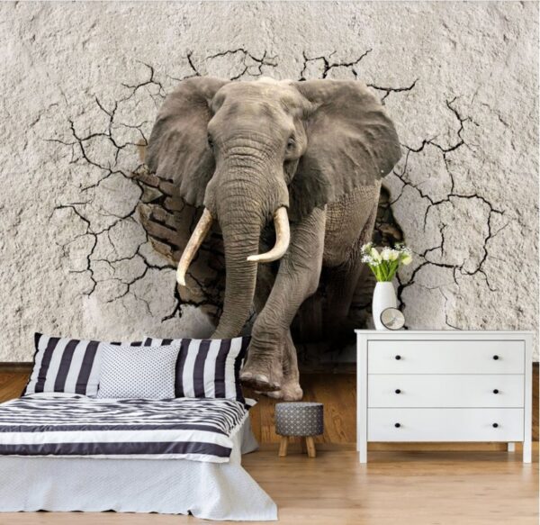 Elephant bursting through the wall Wall murals Elephant bursting through the wall