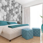 Wall murals Hexagonal geometric pattern in grayscale.