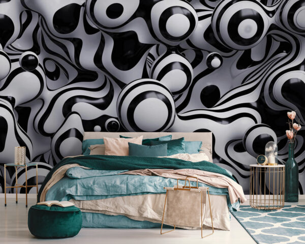 Abstract swirl patterns in black and white Wall murals Abstract swirl patterns in black and white