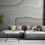 Wall murals White and grey wavy lines