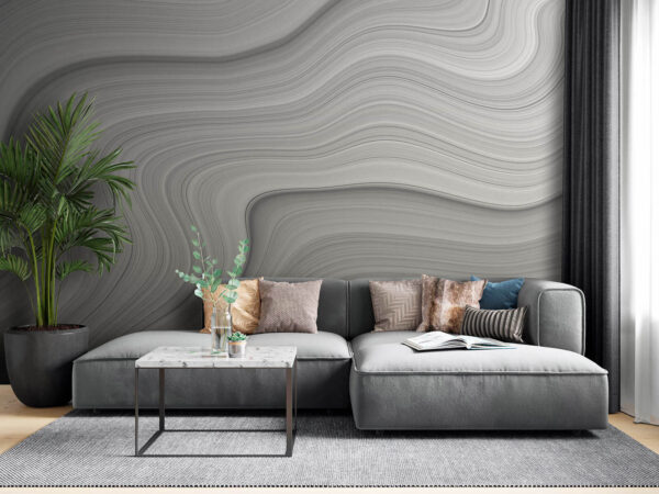 Wall murals White and grey wavy lines Wall murals White and grey wavy lines
