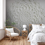 Wall murals White circular pattern on a gray background