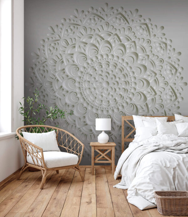 Wall murals White circular pattern on a gray background Wall murals White circular pattern on a gray background