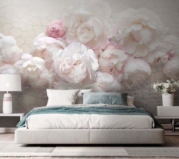 Soft petals on vintage textured background Wall murals Soft petals on vintage textured background