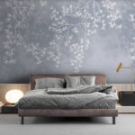 Wall murals Delicate leaves on a misty background.