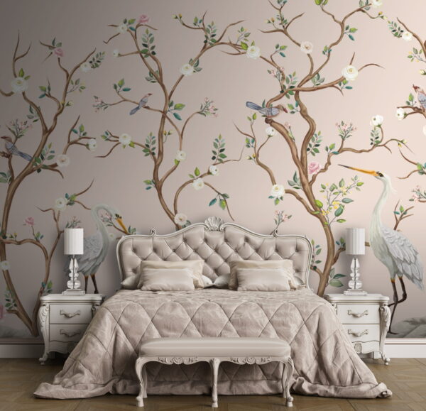 Wall murals Wallpaper with birds and flowers Wall murals Wallpaper with birds and flowers