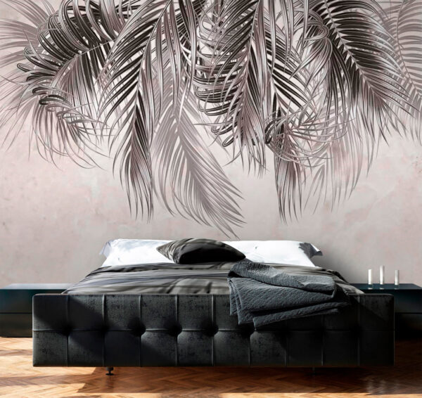 Wall murals Lush leaves against a soft backdrop Wall murals Lush leaves against a soft backdrop