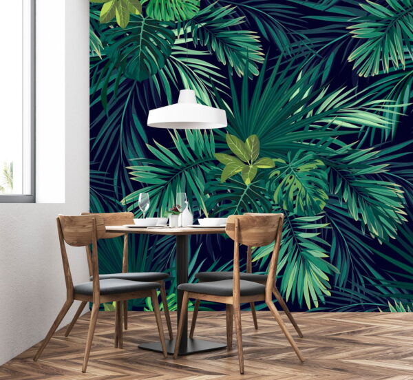 Wall murals Pattern of green leaves Wall murals Pattern of green leaves