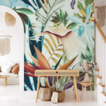 Wall murals Vibrant tropical leaves and blooms.