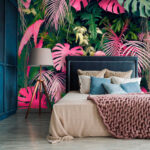 Wall murals Pink leaf with holes